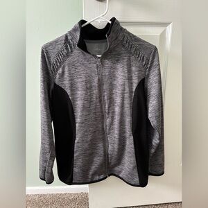 St. John's Bay Women's Gray and Black Bomber Jacket